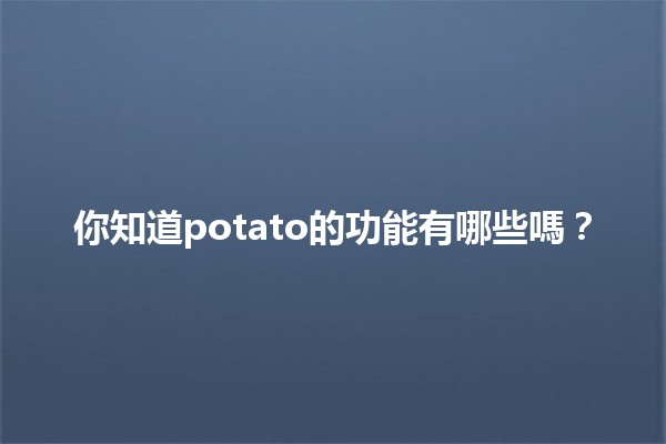 🍟 你知道potato的功能有哪些嗎？✨