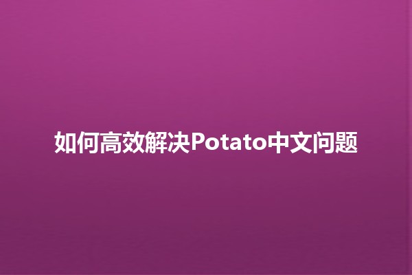 如何高效解决Potato中文问题💡