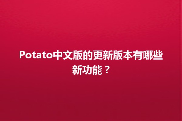 Potato中文版的更新版本有哪些新功能？✨💡