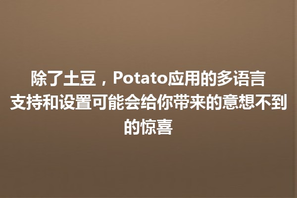 🥔 除了土豆，Potato应用的多语言支持和设置可能会给你带来的意想不到的惊喜 🎉