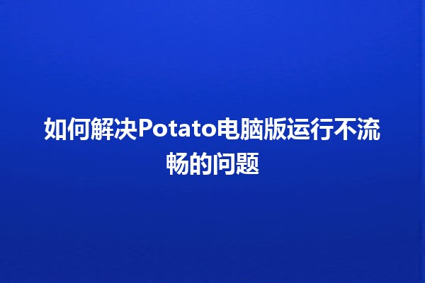 如何解决Potato电脑版运行不流畅的问题 🥔💻